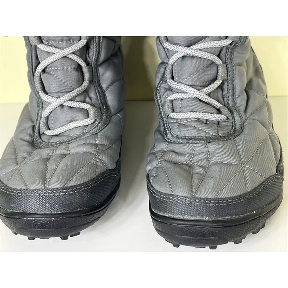Columbia Omni-Grip Waterproof Quilted Boots Faux Fur Lace Up Gray Size 7