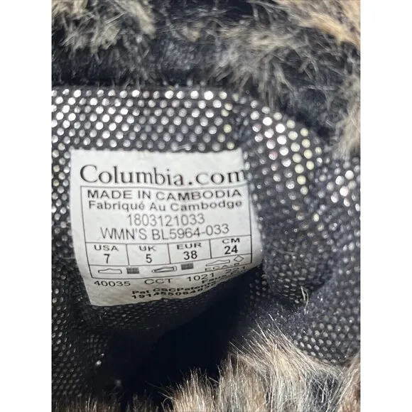 Columbia Omni-Grip Waterproof Quilted Boots Faux Fur Lace Up Gray Size 7