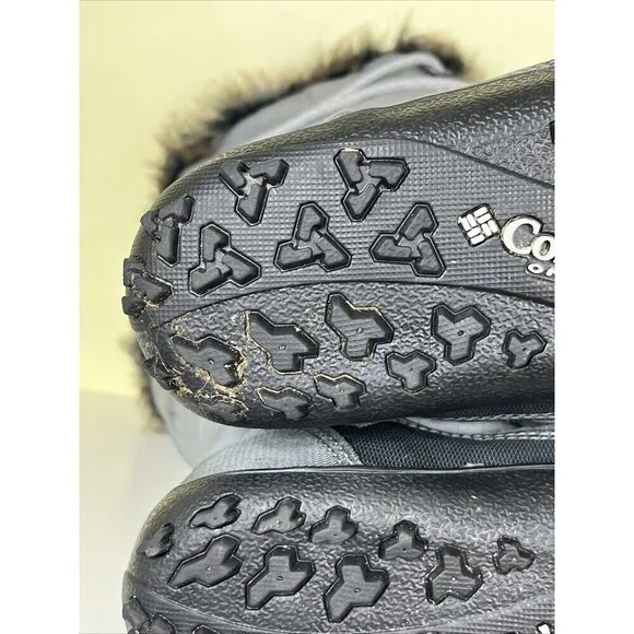 Columbia Omni-Grip Waterproof Quilted Boots Faux Fur Lace Up Gray Size 7