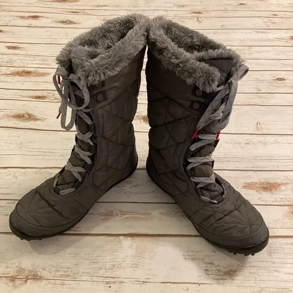 Columbia Women’s Minx Mid ll Omni-Heat Waterproof Gray Quilted Snow Boots 9