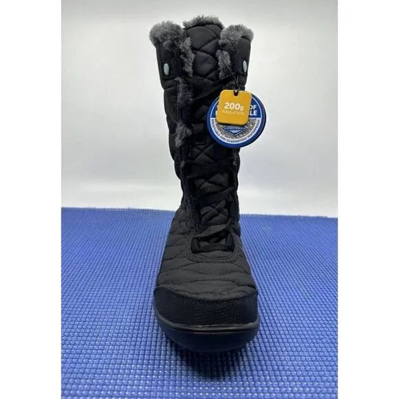 Columbia Quilted Lace Up Boots Women's 4 Gray Faux Fur Mid Calf Omni-Grip New