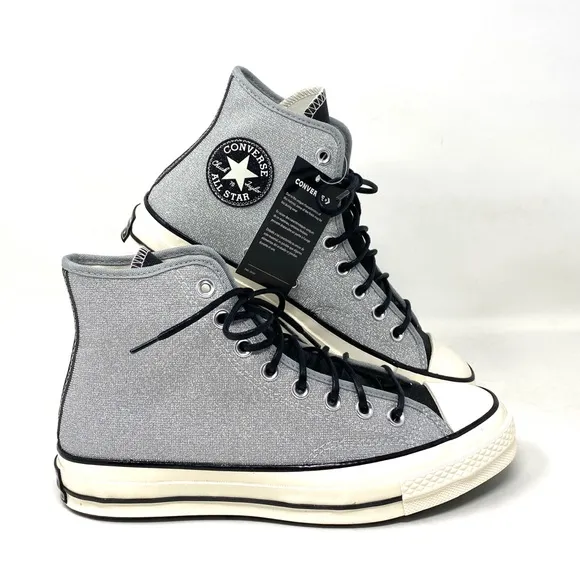 Converse Chuck 70 Sneakers High Top Silver Black Casual Skate Women Size 572038C