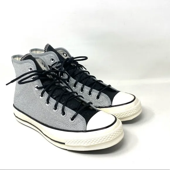 Converse Chuck 70 Sneakers High Top Silver Black Casual Skate Women Size 572038C