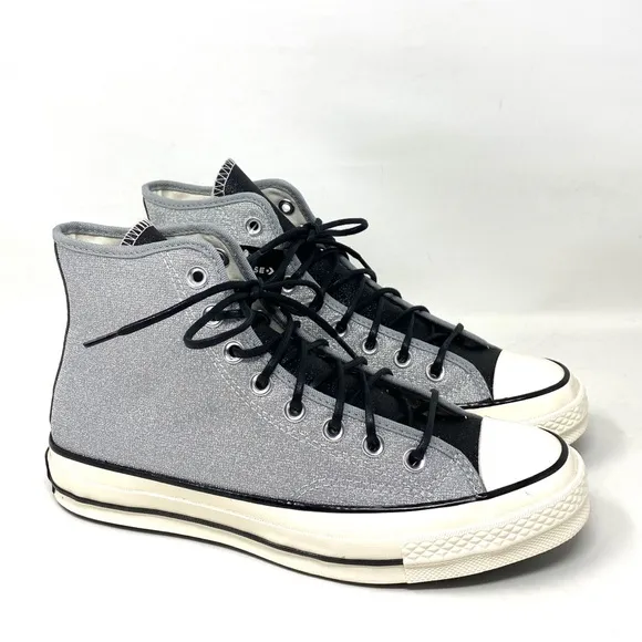 Converse Chuck 70 Sneakers High Top Silver Black Casual Skate Women Size 572038C