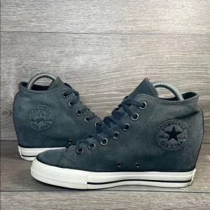 Converse CT All-Star Lux Gray Blue Leather Women’s Sz 8 Hidden Wedge Sneakers