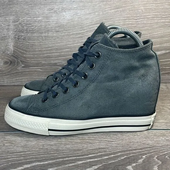 Converse CT All-Star Lux Gray Blue Leather Women’s Sz 8 Hidden Wedge Sneakers