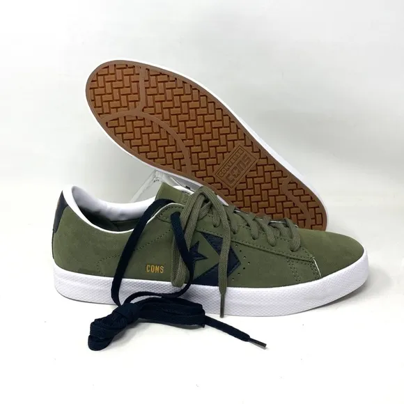 Converse Pro Leather OX Low Top Khaki Black Suede Men’s Size Sneakers A00945C