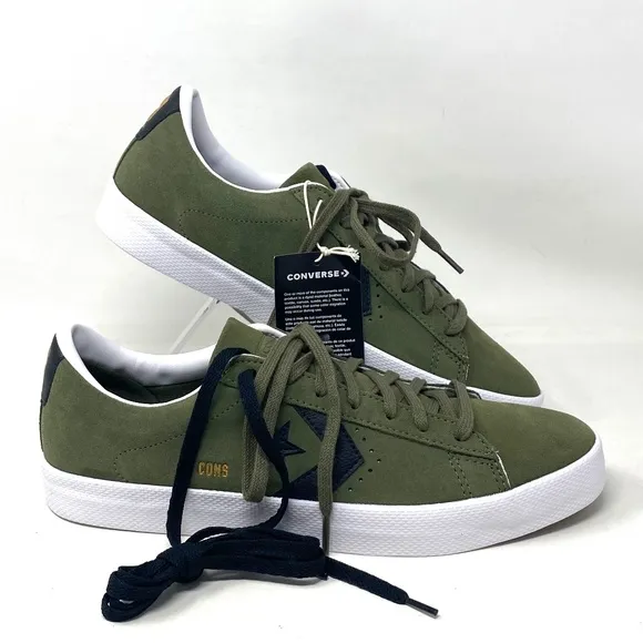 Converse Pro Leather OX Low Top Khaki Black Suede Men’s Size Sneakers A00945C