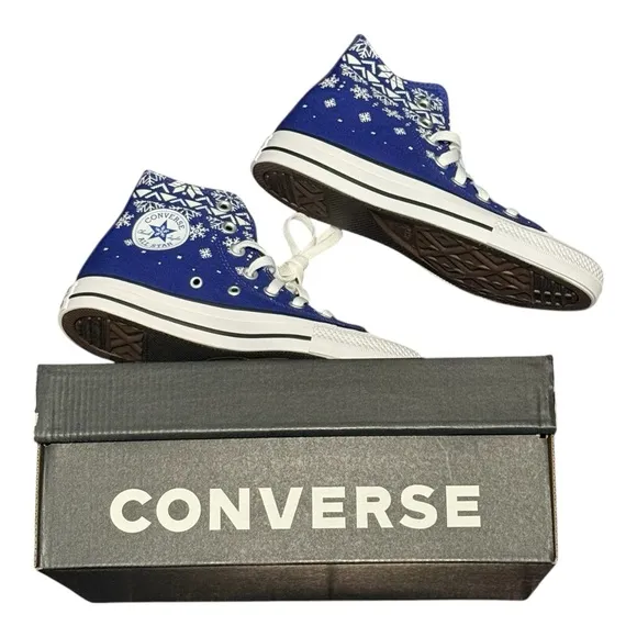 Converse Sneakers Unisex W6 M4 Night Indigo A12904F Fair Isle Snowflake Sweater