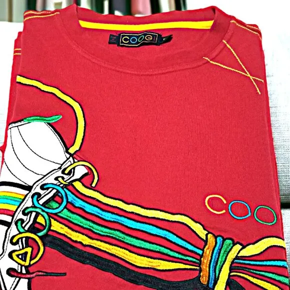 COOGI Men’s Red Designer T-Shirt, XXL, Rare Y2K Collectible Streeware