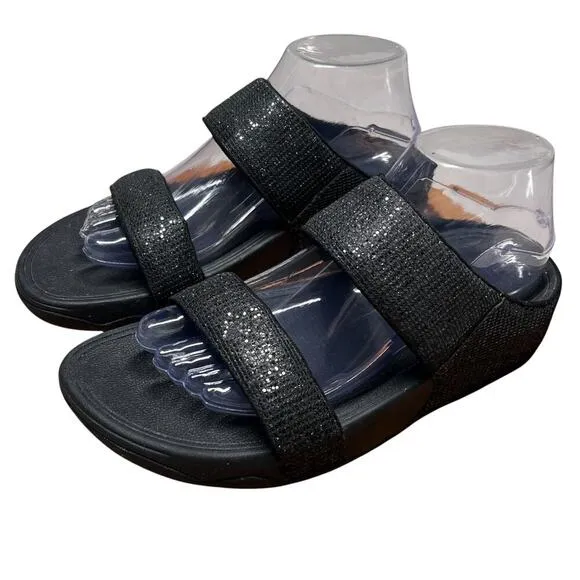 Copied - FITFLOP Women's Size 8 Lulu Superglitz Slide Sandal Shimmer Black