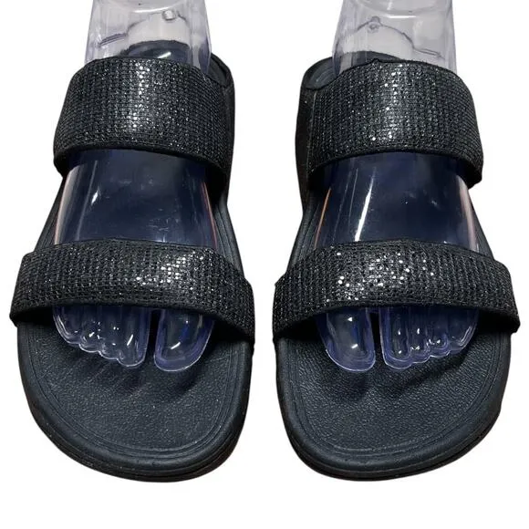 Copied - FITFLOP Women's Size 8 Lulu Superglitz Slide Sandal Shimmer Black