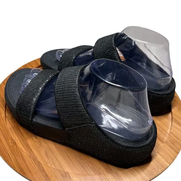 Copied - FITFLOP Women's Size 8 Lulu Superglitz Slide Sandal Shimmer Black