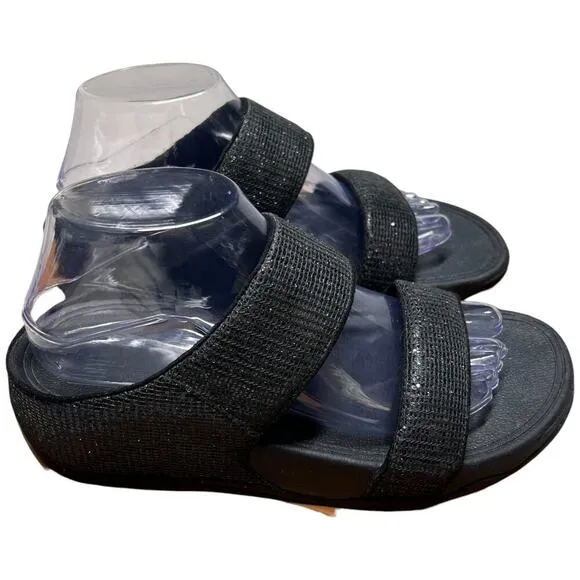 Copied - FITFLOP Women's Size 8 Lulu Superglitz Slide Sandal Shimmer Black