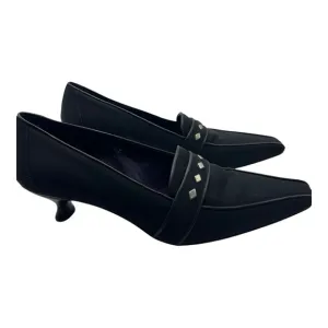 Couture Donald J. Pliner Women's Mena Black kitten heel pointed loafers Size 8
