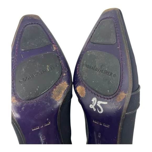 Couture Donald J. Pliner Women's Mena Black kitten heel pointed loafers Size 8