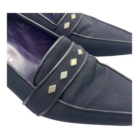 Couture Donald J. Pliner Women's Mena Black kitten heel pointed loafers Size 8