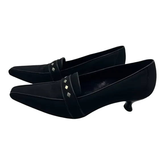 Couture Donald J. Pliner Women's Mena Black kitten heel pointed loafers Size 8