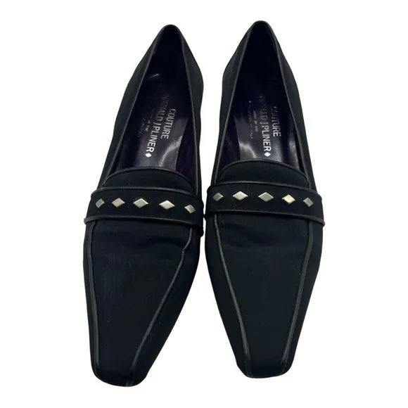 Couture Donald J. Pliner Women's Mena Black kitten heel pointed loafers Size 8