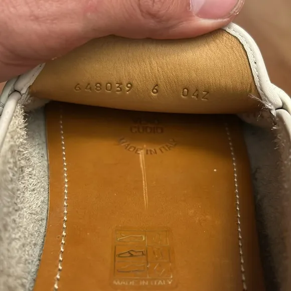 Cream Leather Slip-On Loafers with Gold Hardware