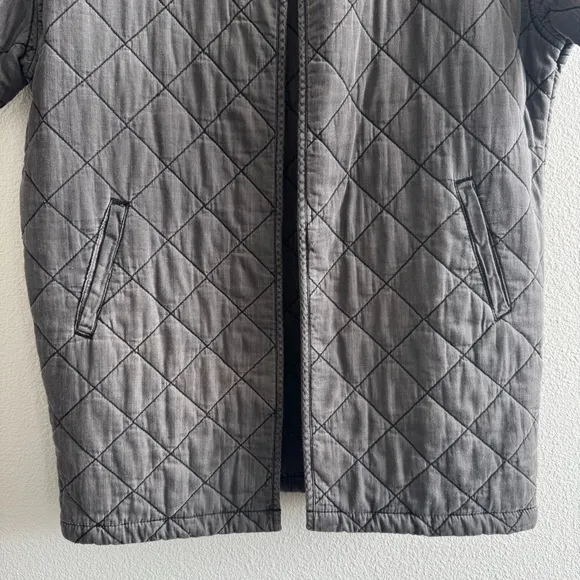Current/Elliott Quilted Car Coat Short Sleeve Analog Grey Cotton Minimal