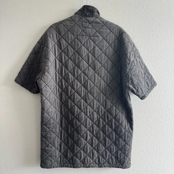 Current/Elliott Quilted Car Coat Short Sleeve Analog Grey Cotton Minimal