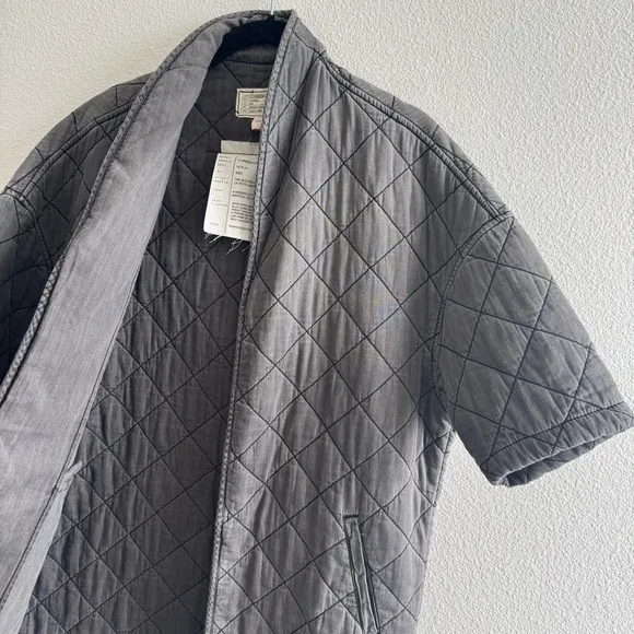 Current/Elliott Quilted Car Coat Short Sleeve Analog Grey Cotton Minimal