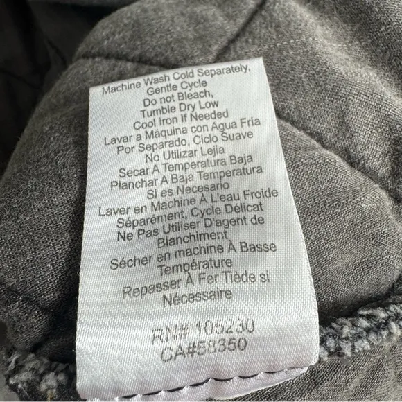 Current/Elliott Quilted Car Coat Short Sleeve Analog Grey Cotton Minimal