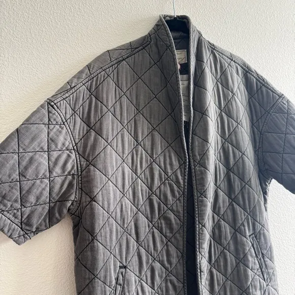 Current/Elliott Quilted Car Coat Short Sleeve Analog Grey Cotton Minimal