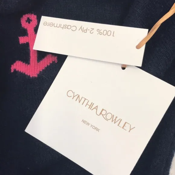 Cynthia Rowley 100% Cashmere Nautical Blue Sweater Size S