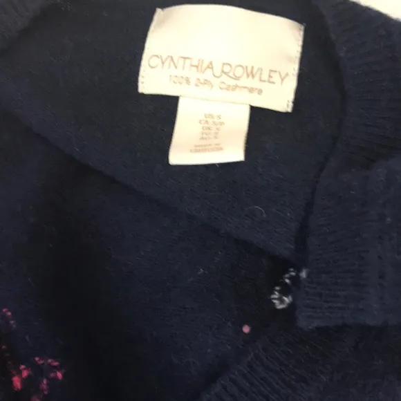 Cynthia Rowley 100% Cashmere Nautical Blue Sweater Size S