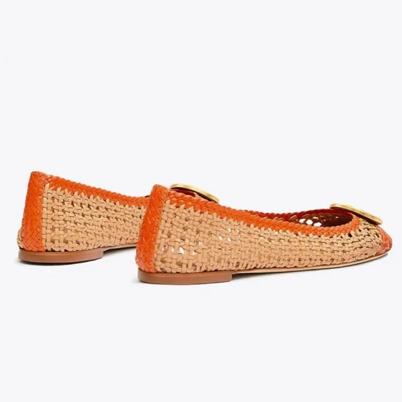 Damen Tory burch Flats | Chelsea Woven Cap-Toe Ballet Flat Natural Vachetta|Poma