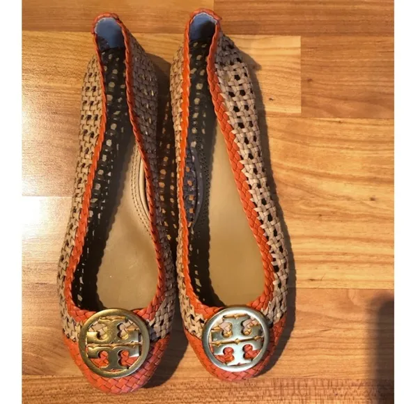 Damen Tory burch Flats | Chelsea Woven Cap-Toe Ballet Flat Natural Vachetta|Poma