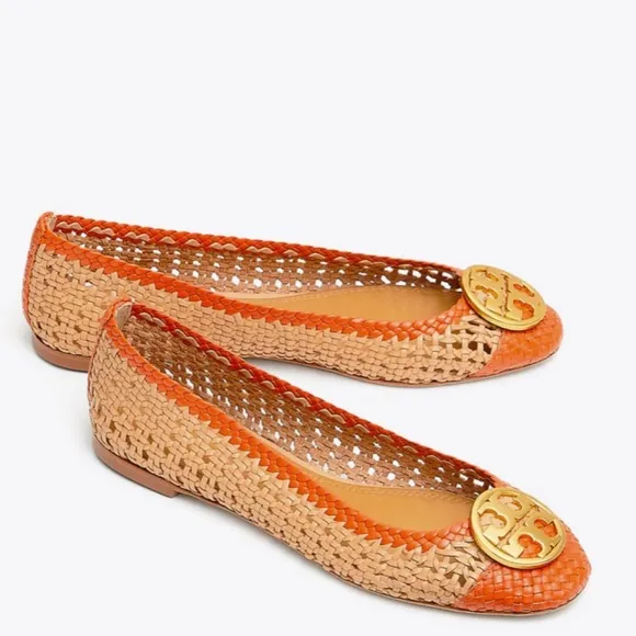 Damen Tory burch Flats | Chelsea Woven Cap-Toe Ballet Flat Natural Vachetta|Poma