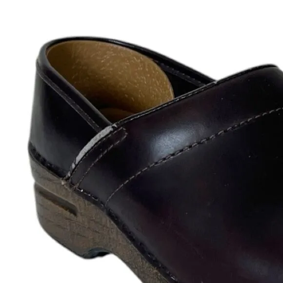 Dansko Clog Loafers Slip On Round Toe Brown Leather Thick Euro 37 Women Size 7