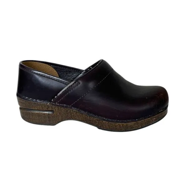 Dansko Clog Loafers Slip On Round Toe Brown Leather Thick Euro 37 Women Size 7