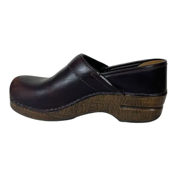 Dansko Clog Loafers Slip On Round Toe Brown Leather Thick Euro 37 Women Size 7