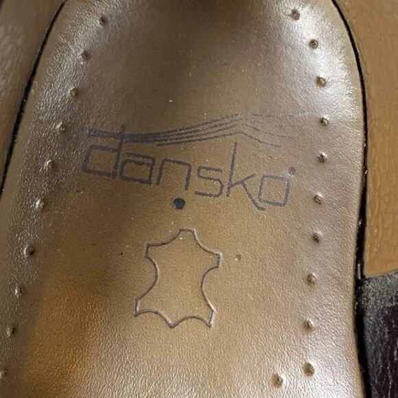 Dansko Clog Loafers Slip On Round Toe Brown Leather Thick Euro 37 Women Size 7