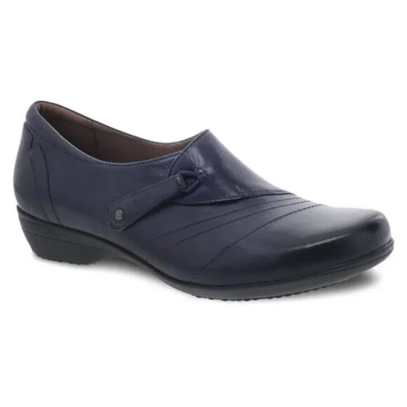 Dansko Franny Loafers Navy Burnished Calf Leather Comfort, Sz 38