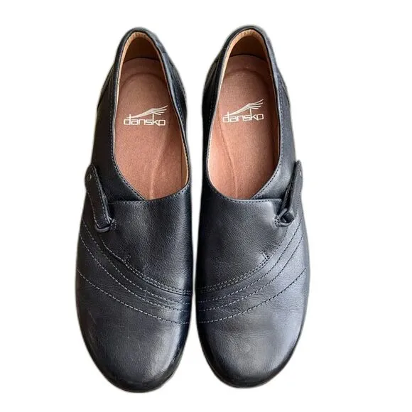 Dansko Franny Loafers Navy Burnished Calf Leather Comfort, Sz 38