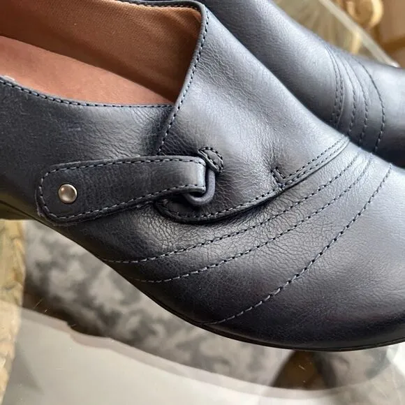 Dansko Franny Loafers Navy Burnished Calf Leather Comfort, Sz 38
