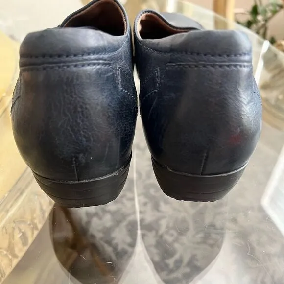 Dansko Franny Loafers Navy Burnished Calf Leather Comfort, Sz 38