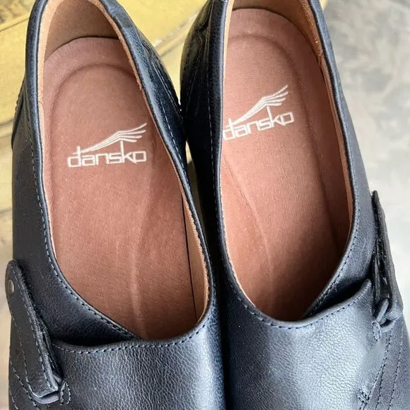 Dansko Franny Loafers Navy Burnished Calf Leather Comfort, Sz 38