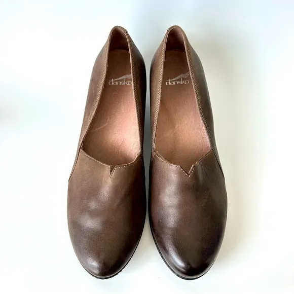 Dansko Liliana Black Burnished Leather WedgeLoafers Size 42 / 12