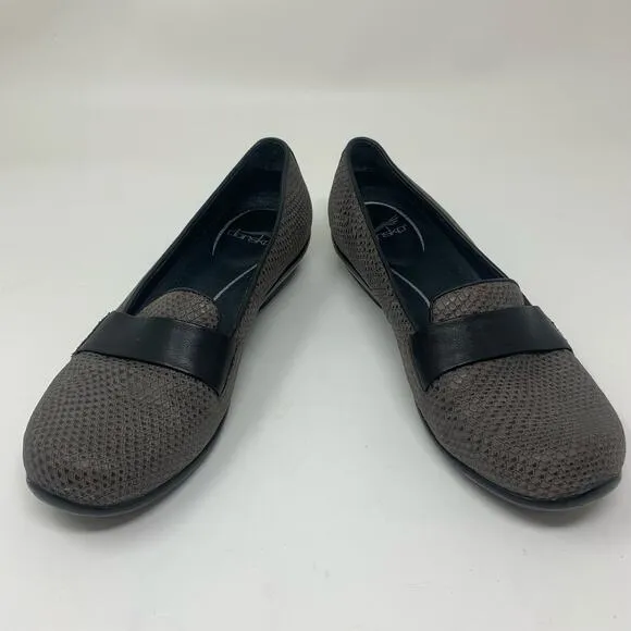 Dansko Loafers Women's Gray Snakeskin Leather Flat Comfort Shoes Size 9
