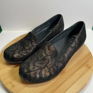 Dansko Women EU 42 US 12 Black Bronze Olivia Snakeskin Loafers Comfort Soles