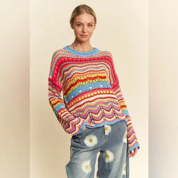 Davi &amp; Dani Multi Texture Sweater Cover Up