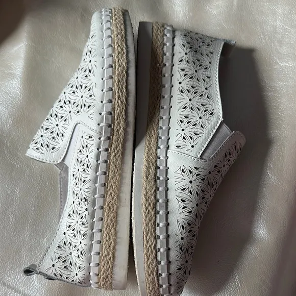 Denim&amp;Co Cream Espadrilles Casual Slip-On