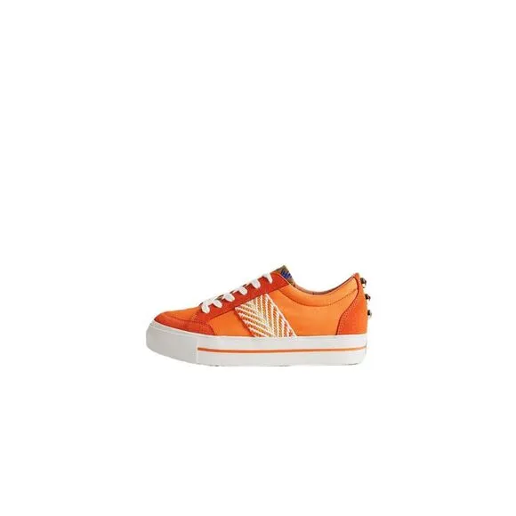 Desigual Lace-Up Polyester Sneakers Women Orange