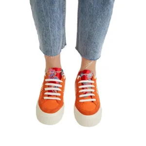 Desigual Lace-Up Polyester Sneakers Women Orange